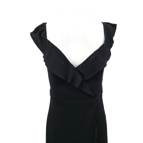 New Flynn Skye Monica Maxi Dress Womens Large Black Ruffle Off Shoulder - Picture 3 of 8